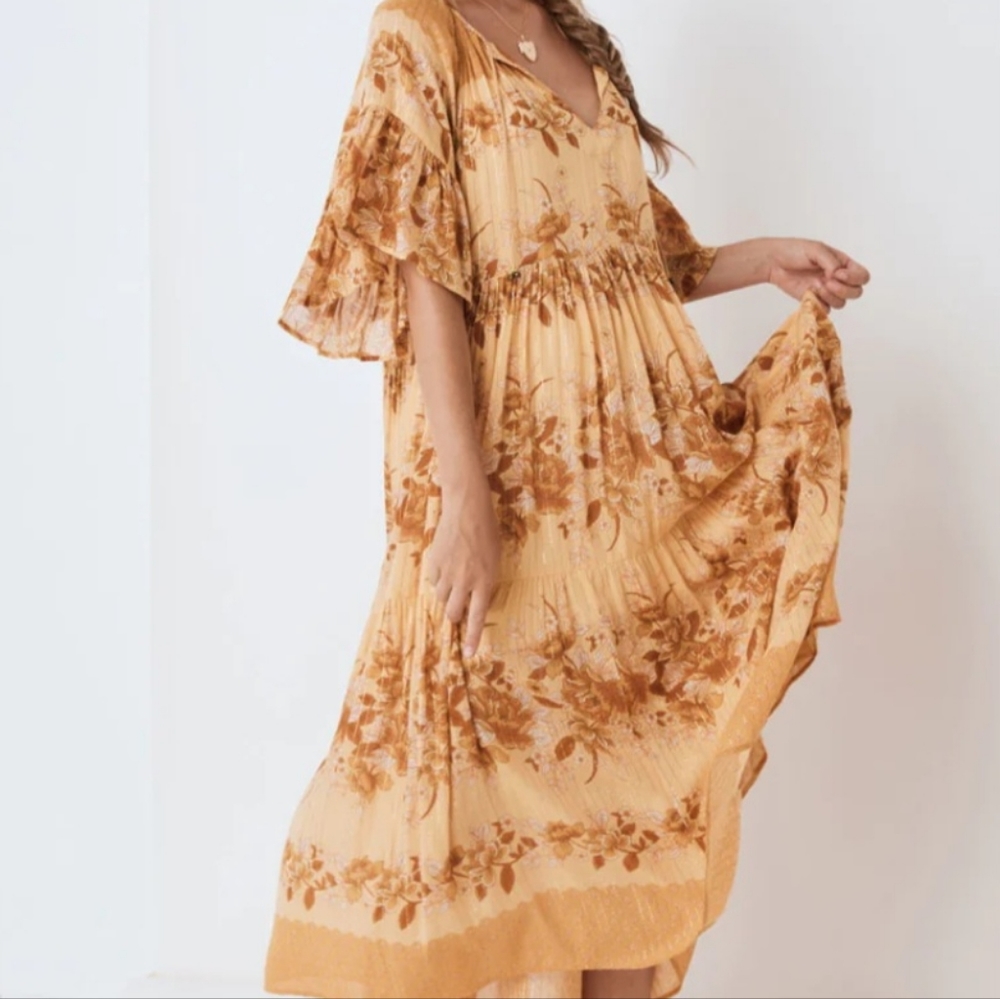 Spell & Gypsy Designs Coco Lei Mumu Maxi Dress Caramel Small *Runs Large!